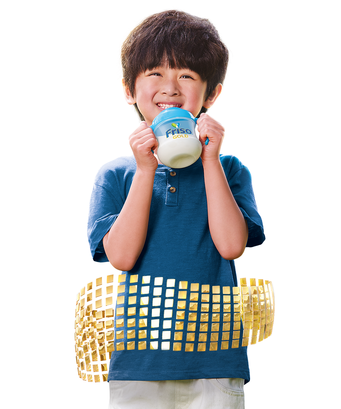 Kid holding with a cup of the Friso Gold